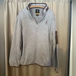 Browning Tan Sweater Men’s Medium Pull Over Light Jacket Quarter Zip